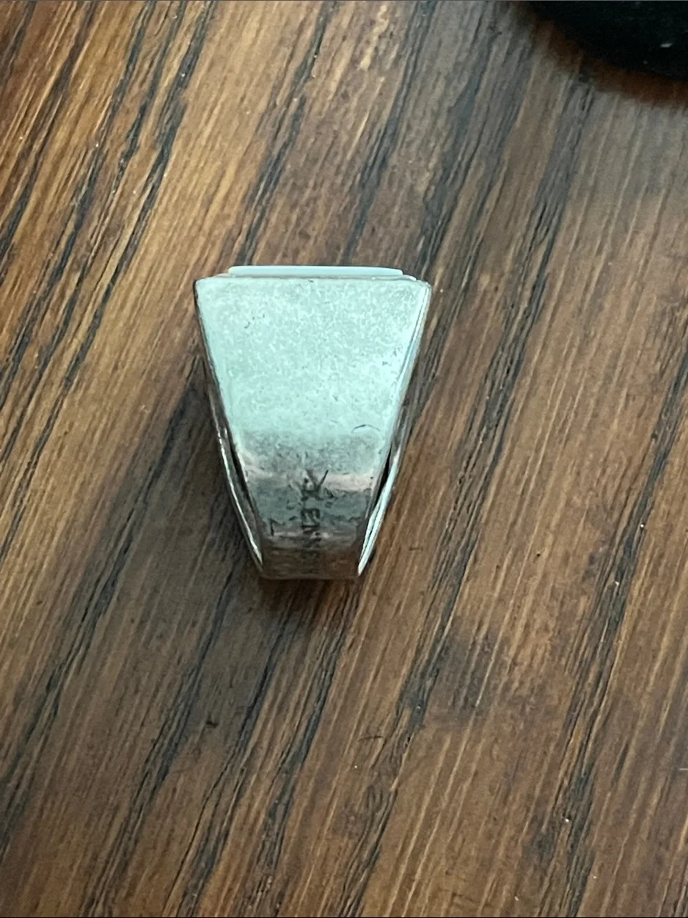 Kenneth Cole Silver-Tone Ring with White/MOP Square Inlay